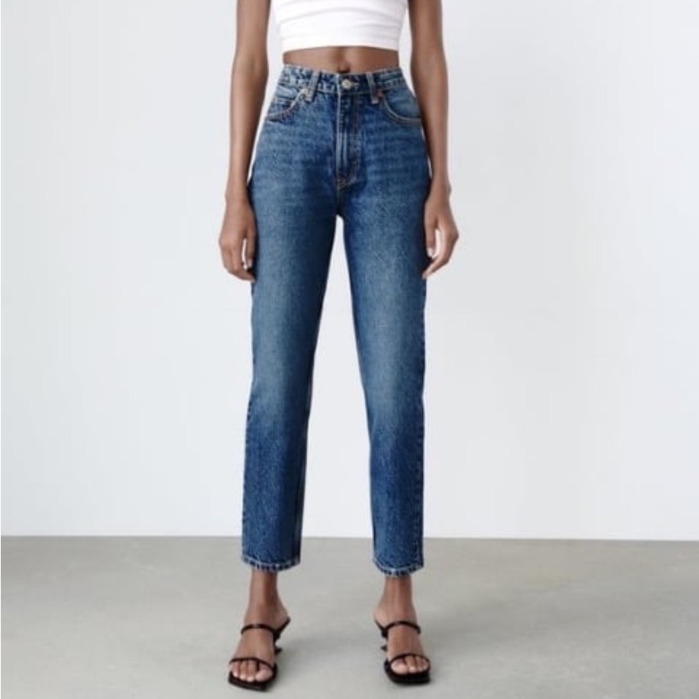Zara High Rise Blue Women's Mom Jeans